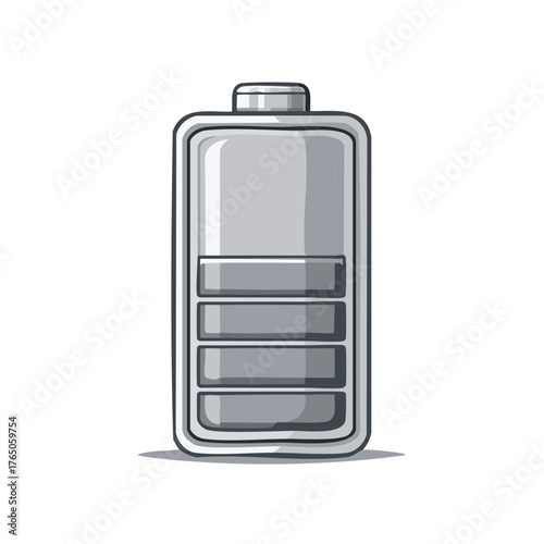 Cartoon Battery With Low Power Level Illustration Energy and Technology Concept