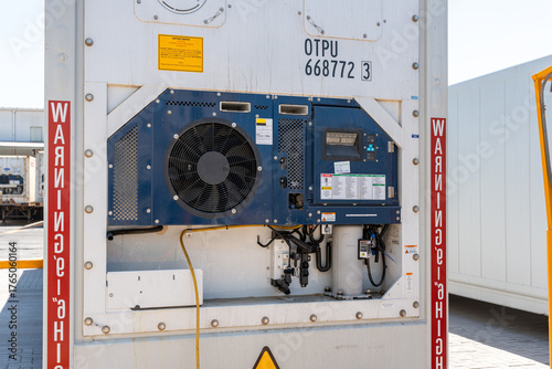 Cargo stations or reefer container terminals or refrigerated cargo terminals at the port of Veracruz, Mexico, May 2, 2025. Manzanillo. electric cargo station.