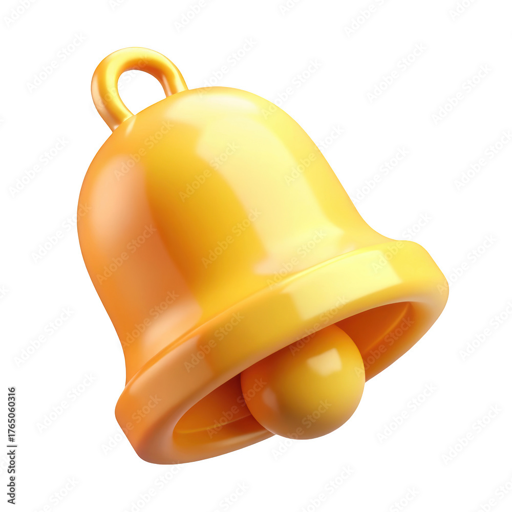 Fototapeta premium Golden bell icon for notifications reminders and alerts shiny yellow call bell isolated on high quality 3d rendering icon