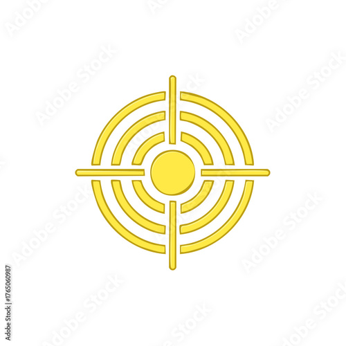Circular golden target symbol with crosshairs for accurate aiming and precision