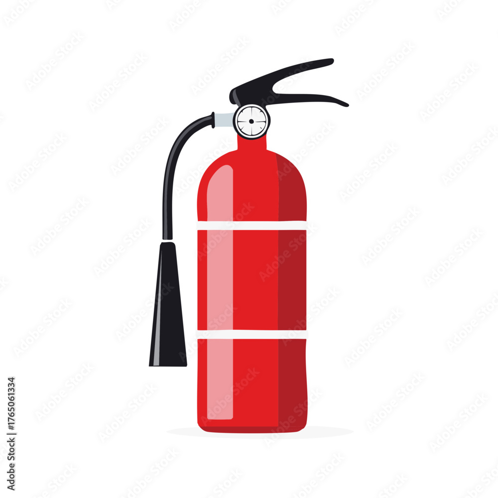 Obraz premium Bright Red Fire Extinguisher Illustration Safety Equipment Firefighting Apparatus Emergency Protection Tool Isolated