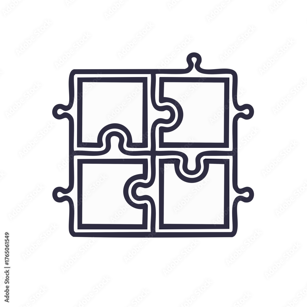 Obraz premium Simple puzzle outline icon forming a square representing connection teamwork solution and integration conceptual design element