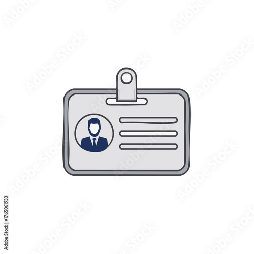Stylized Identification Badge Featuring a Business Person and Personal Information