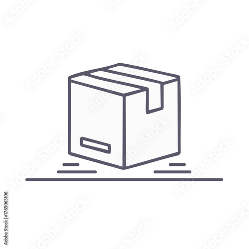 Delivery box moving along the horizontal plane, simple illustration