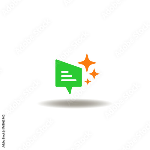 Vector illustration of speech bubble with radiance or shine. Symbol of generate artificial intelligence assistant. Icon of AI ethics.
