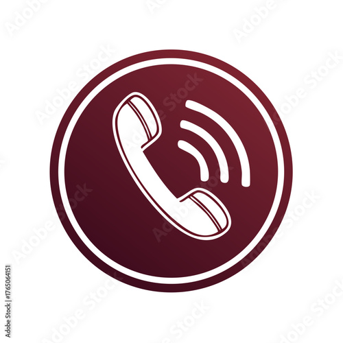 Calling vector icon illustration, phone handset on circle design, call sign communication button