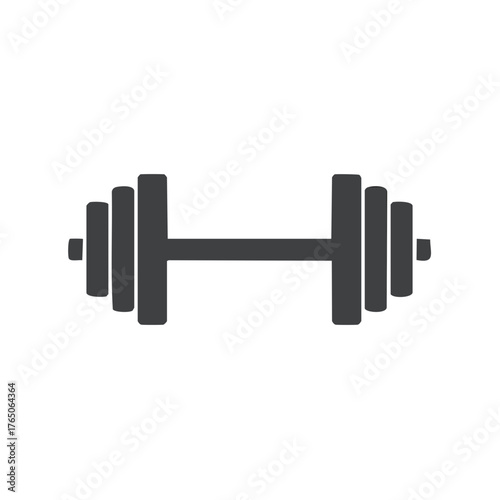 Minimalist heavy barbell dumbbell icon for weightlifting, fitness training, and gym workout illustration graphic
