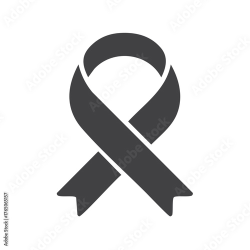 Black Ribbon Symbol for Awareness Campaigns and Support Solidarity Ribbon