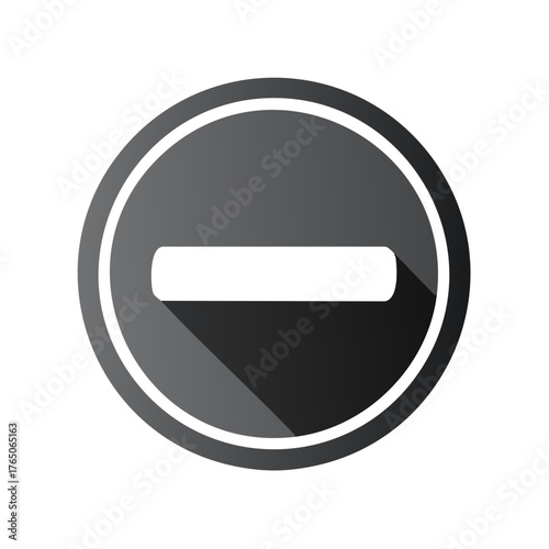 Minimalist minus icon illustration with shadow effect on a gray gradient circle.