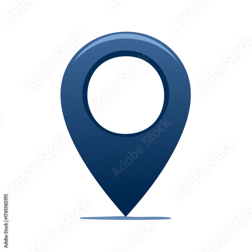Blue Map Pointer Graphic for Navigation and Location Concepts on White