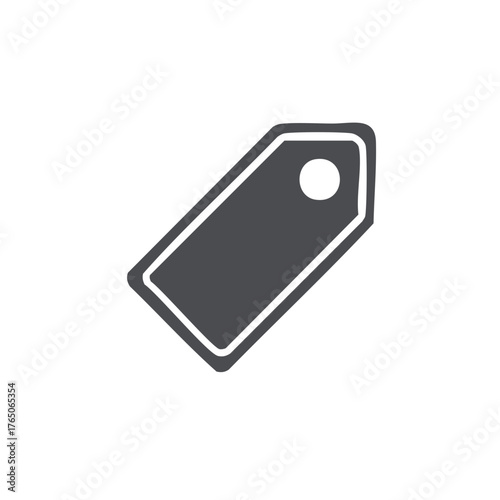 Minimalist Price Tag Icon in Dark Gray Color. Sale Label with a Hole for a String