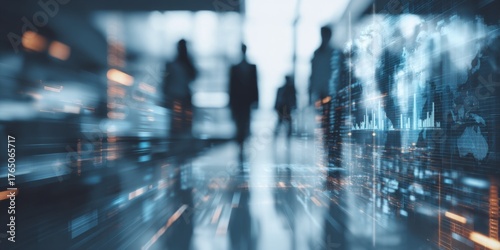 Wallpaper Mural Abstract representation of business collaboration and data analysis with technology and professionals in a blurred office environment Torontodigital.ca