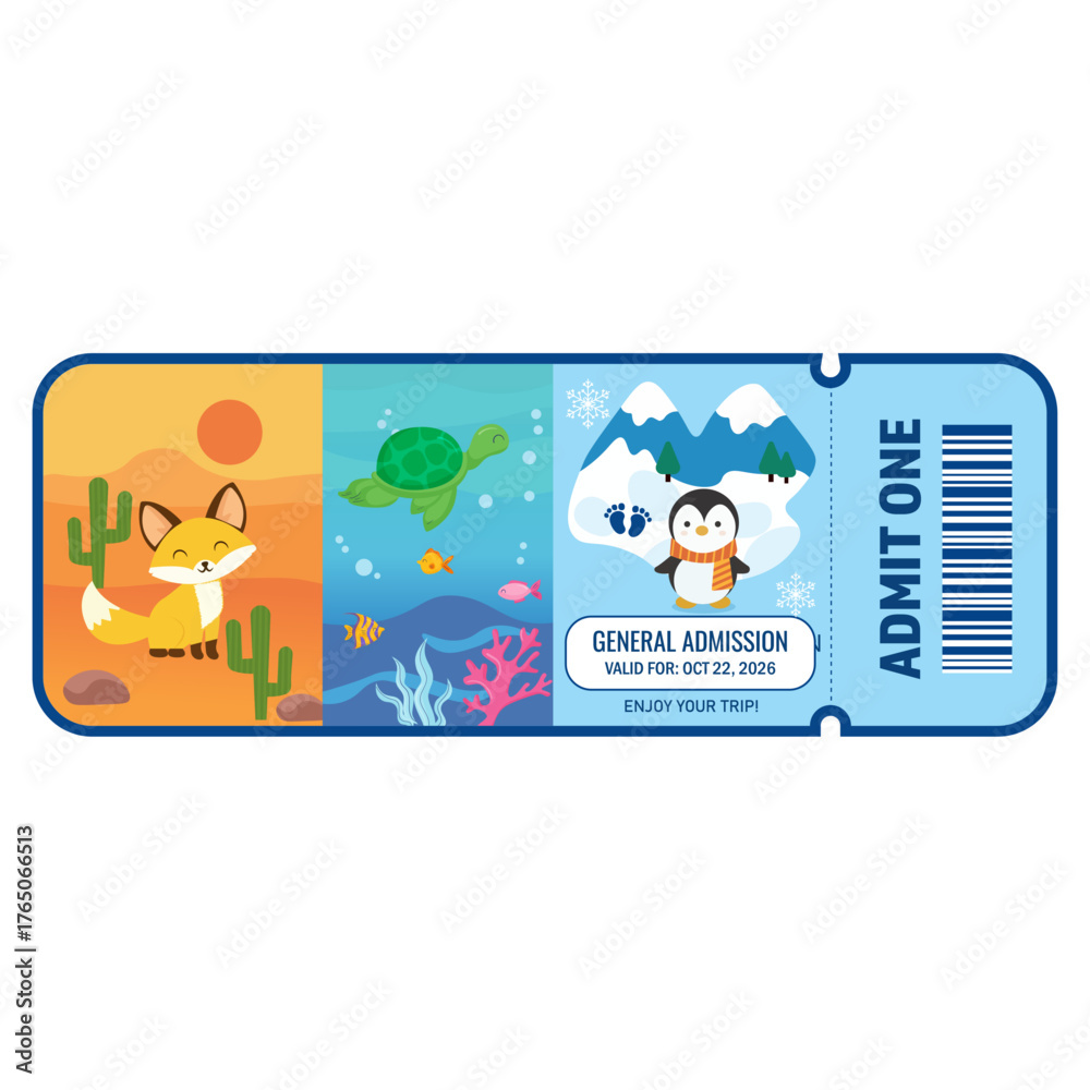 Fototapeta premium Ticket Template. Zoo Ticket Admit One