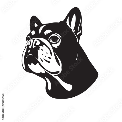 Black dog silhouette on white background. Bold black dog silhouette logo illustration. Dog vector design. 