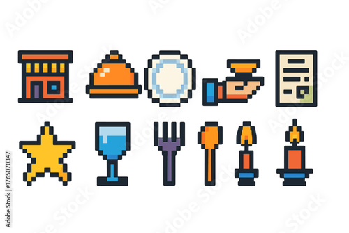 Hospitality and dining outline icon set. Restaurant, cuisine, services detailed collection