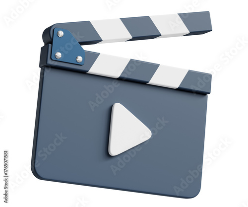 Fotografía 3d movie clapper board with video play icon