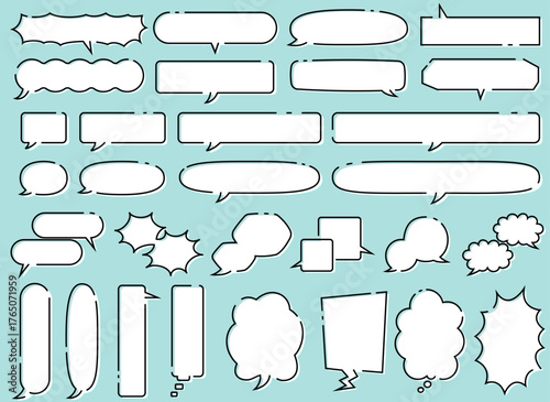 スキマとズレがかわいい、吹き出しセット ( フレーム　見出し　タイトル　チラシ　アメコミ )