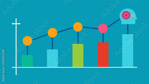 A graph showing the progress of an individuals cognitive skills over time using data collected from interactive technology exercises.. Vector illustration