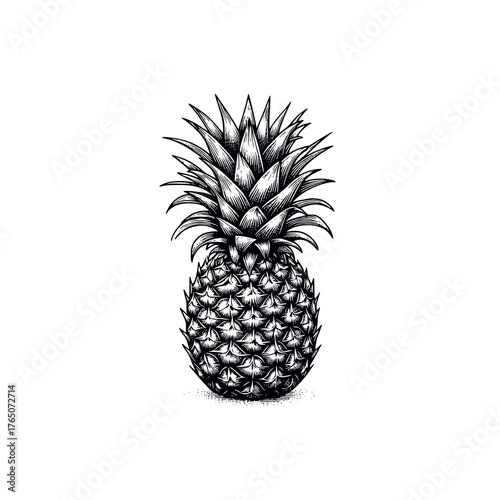 pineapple  hand drawn black and white