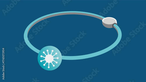 A silver bracelet featuring a neuron charm reminding wearers of the importance of brain health in everyday life.. Vector illustration