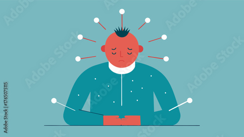 A drawing of a person receiving acupuncture treatment highlighting the use of this traditional therapy for conditions such as anxiety depression and chronic pain that can impact. Vector illustration