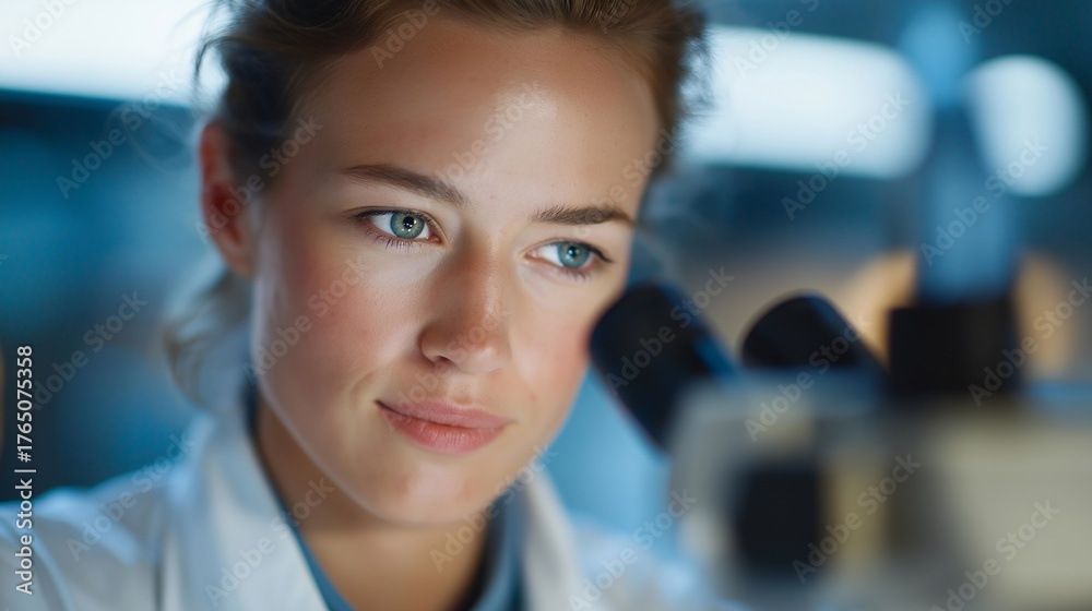 Fototapeta premium Technician using AI-controlled nutrient delivery system for cultured meat cell growth, emotion of precision visible, symbolizing biotechnology, cellular agriculture, and sustainable meat production