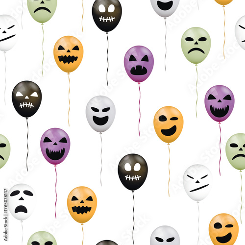 Halloween flying balloons seamless pattern