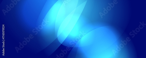 A dynamic, layered abstract background featuring vibrant shades of blue and teal, with overlapping translucent curved shapes and soft glowing light effects that create a sense of movement.