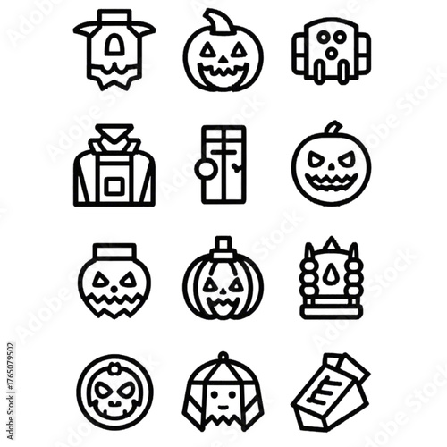 set of halloween icon elements illustrations