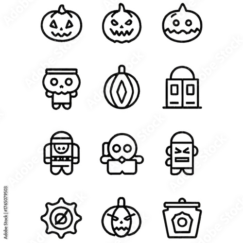 set of halloween icon elements illustrations
