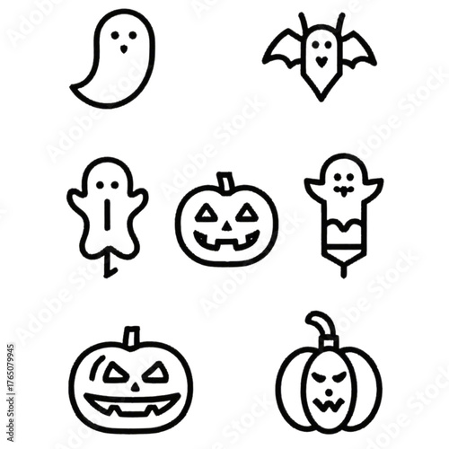 set of halloween icon elements illustrations