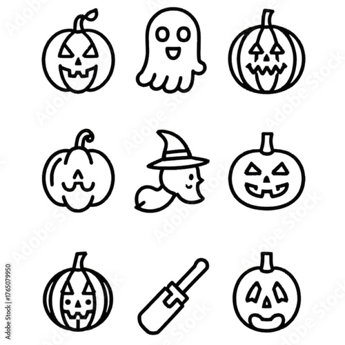 set of halloween icon elements illustrations