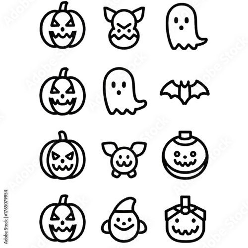 set of halloween icon elements illustrations