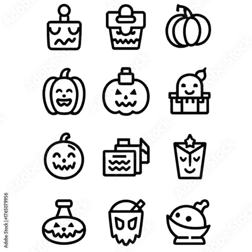 set of halloween icon elements illustrations