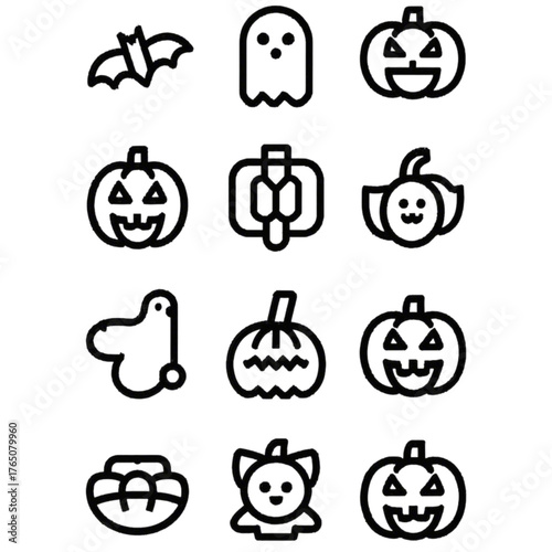 set of halloween icon elements illustrations