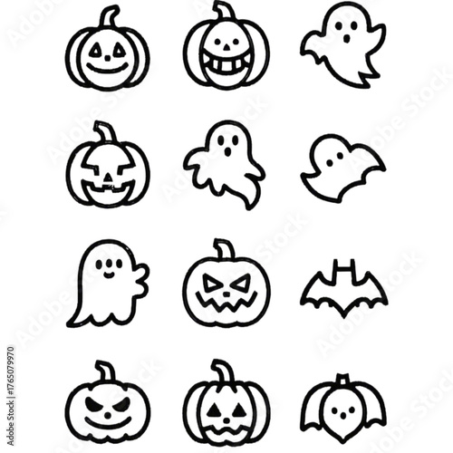 set of halloween icon elements illustrations