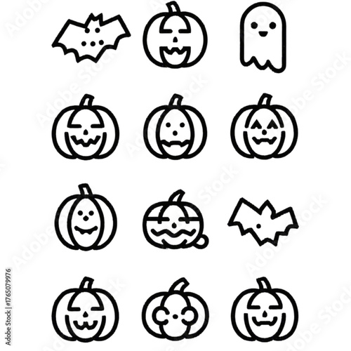 set of halloween icon elements illustrations