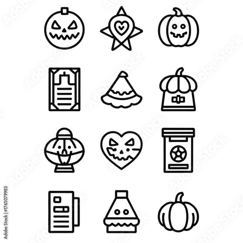 set of halloween icon elements illustrations