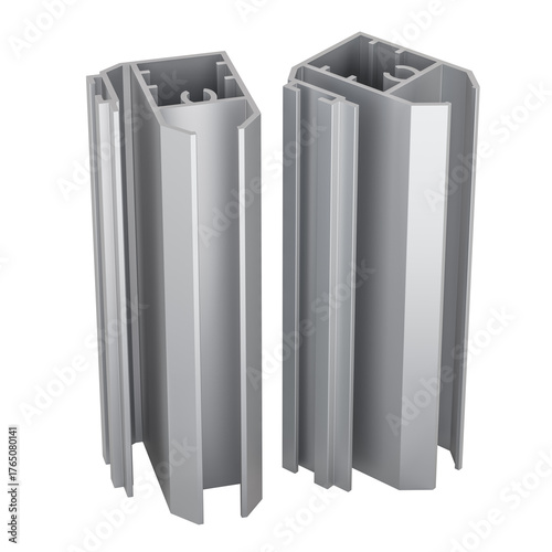 Aluminum profiles for construction, 3D rendering