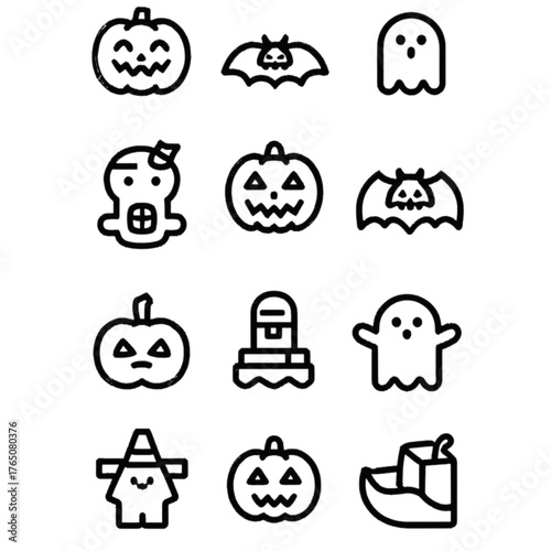 set of halloween icon elements illustrations