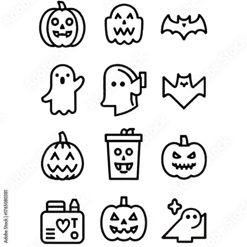 set of halloween icon elements illustrations