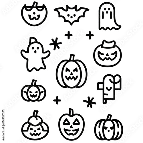 set of halloween icon elements illustrations