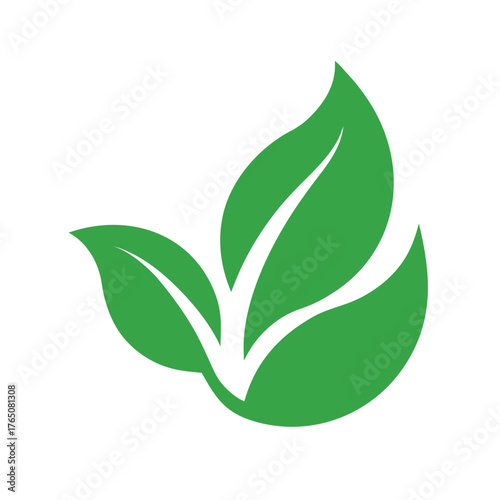 Elegant Green Tea Leaf Shape Flat Color Minimal Logo
