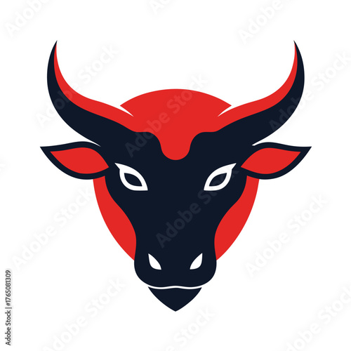 Flat Color Bull Head Logo Strong Minimal Emblem
