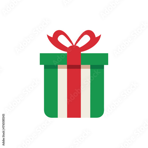 Flat Color Christmas Gift Box Emblem Minimal Logo