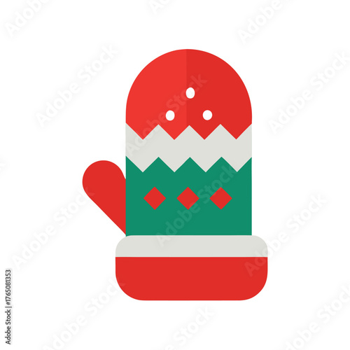 Flat Color Christmas Mitten Logo Cozy Winter Design