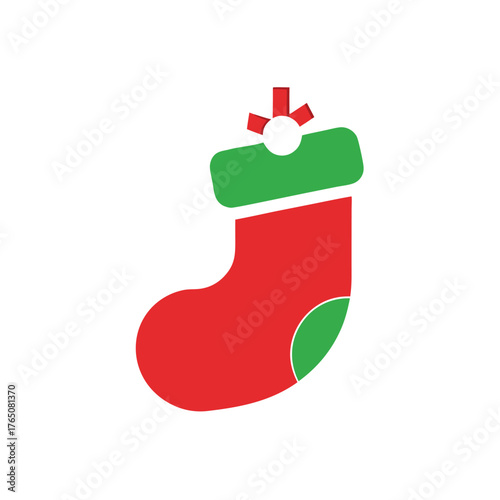 Flat Color Christmas Stocking Logo Minimalist Festive