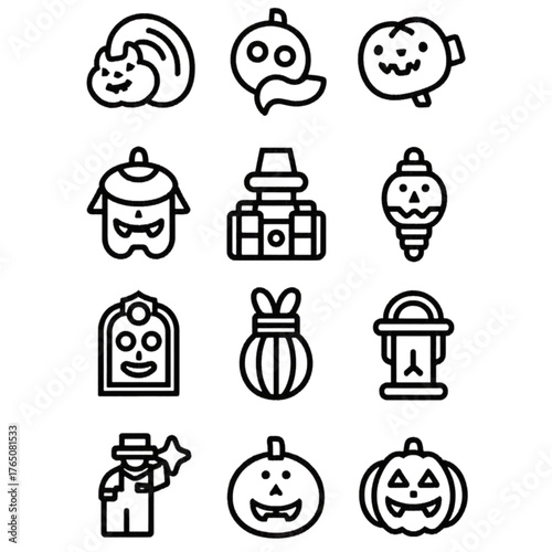 set of halloween icon elements illustrations