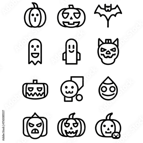 set of halloween icon elements illustrations