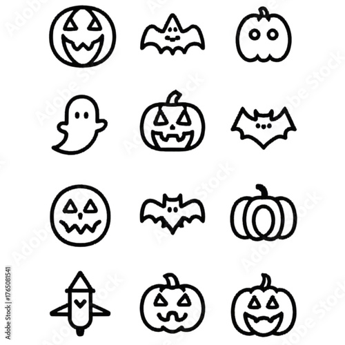 set of halloween icon elements illustrations